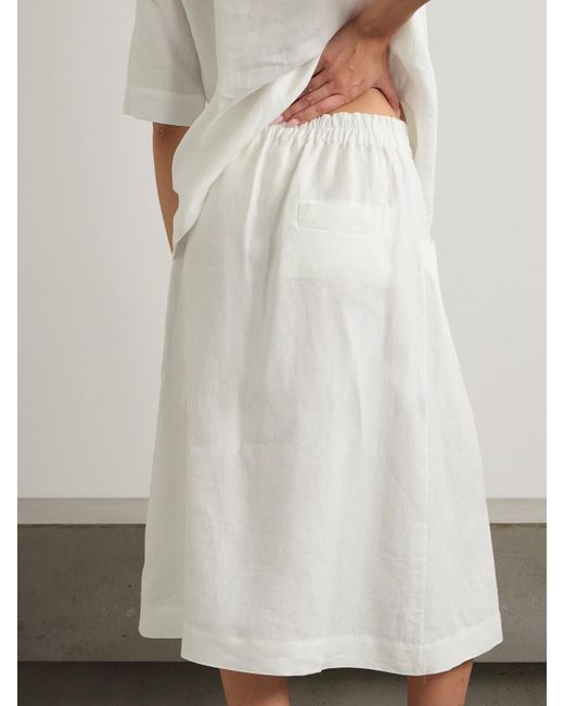 Tod's White Pleated Linen Skirt