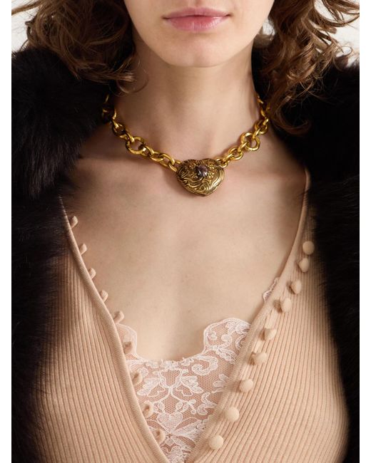 Chloé Metallic Goldfarbene Kette Mit Harz