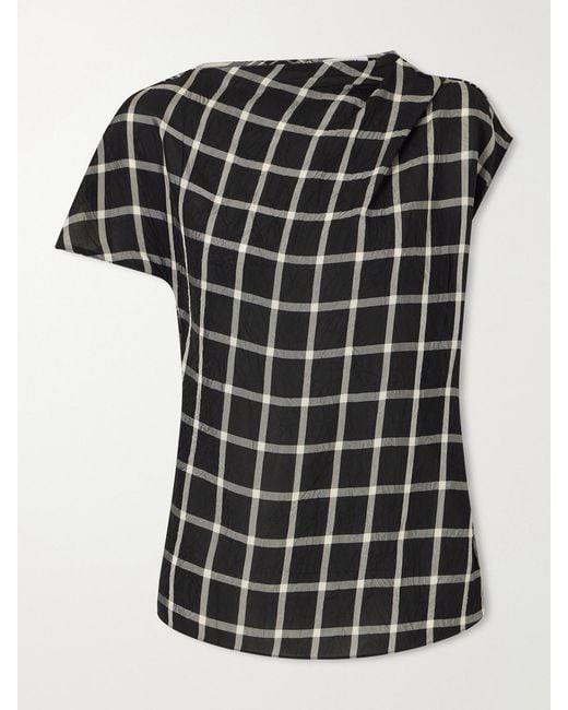 Erdem Black Crushed Window Checked Georgette Tank