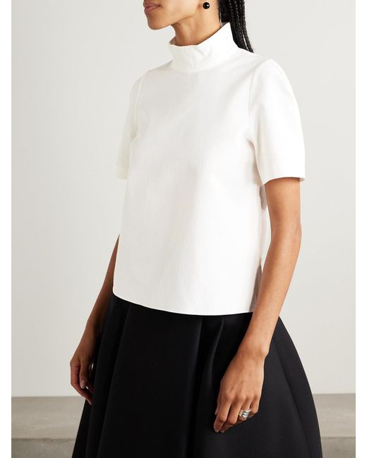 ShuShu/Tong White Tie-Neck Cotton-Poplin Blouse