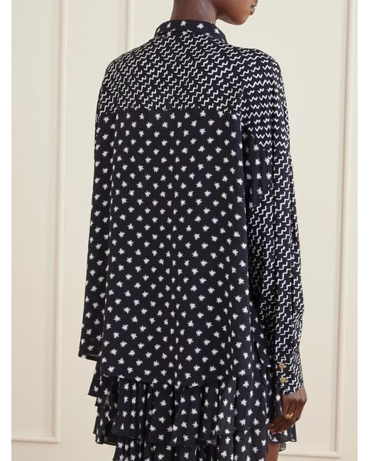 Donde Esteban Black Estrellitas Y Olas Printed Satin Shirt