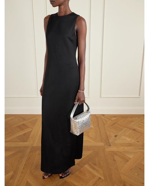 Veronica de Piante Black Carmen Satin-Jersey Maxi Dress