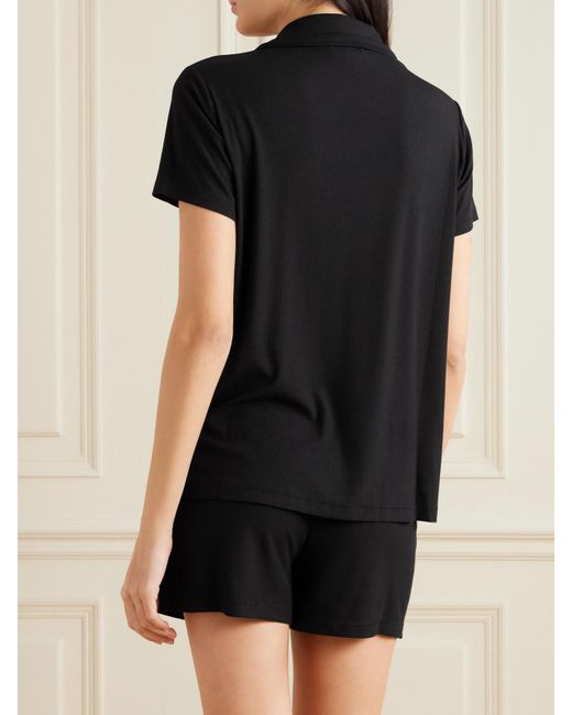 Skims Black Soft Lounge Short Sleep Set – Onyx – Pyjama Aus Stretch-Modal-Jersey