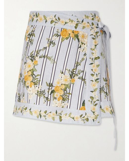 Agua Bendita Gray Luna Valle Printed Linen Pareo