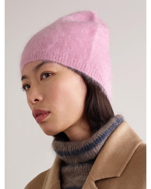 Lisa Yang Pink Brushed-Cashmere Beanie