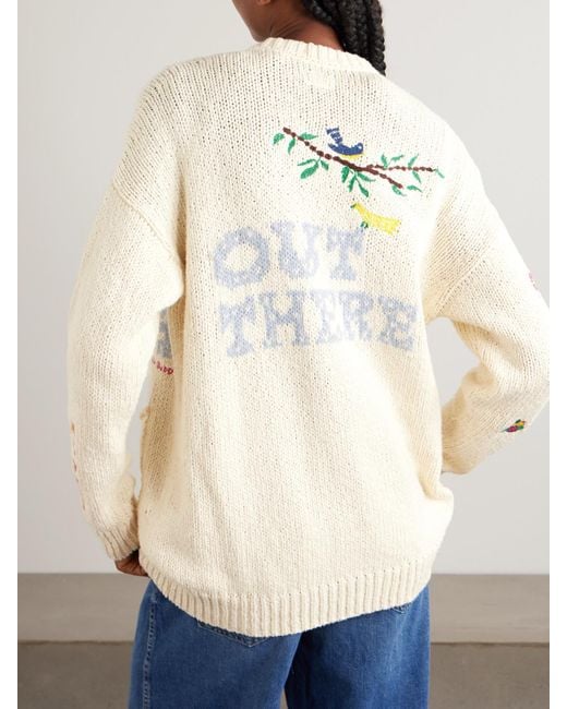 Mother Natural The Long Drop Embroidered Cotton And Alpaca-Blend Cardigan