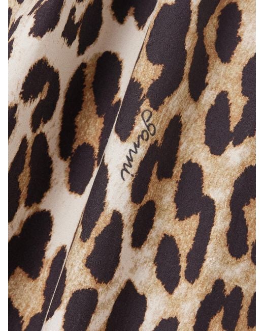 Robe Midi En Popeline De Coton Biologique À Imprimé Léopard Ganni en coloris Multicolor