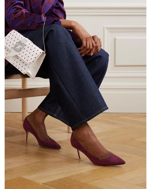 Manolo Blahnik Purple Bb 70 Suede Pumps