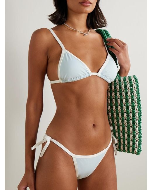 Marysia Swim Blue Porto Two-Tone Triangle Bikini Top