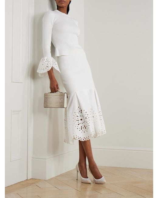 Jonathan Simkhai White Elyse Scalloped Guipure Lace-Trimmed Ribbed-Knit Top