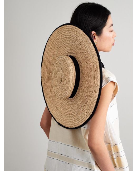 Gigi Burris Millinery Natural Claiborne Grosgrain-Trimmed Straw Sunhat