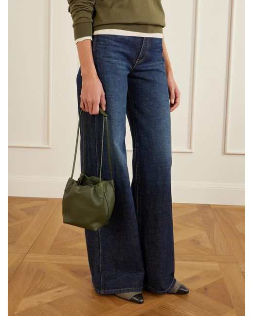 Loro Piana Green Bale Softy Leather Shoulder Bag