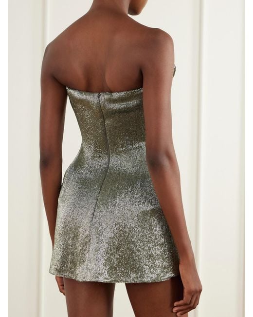 Wiederhoeft Green Ivy Strapless Bead-Embellished Satin Mini Dress