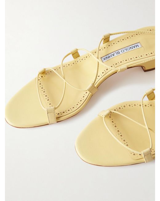 Manolo Blahnik Natural Dellasan 30 Leather Sandals