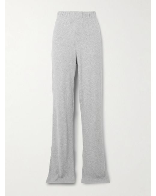 ÉTERNE Gray Waffle-Knit Jersey Track Pants