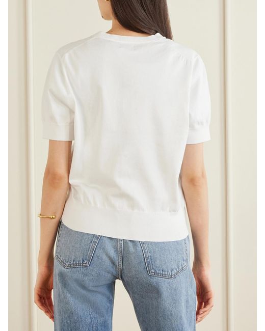 Polo Ralph Lauren White Logo-Embroidered Cotton-Blend Cardigan
