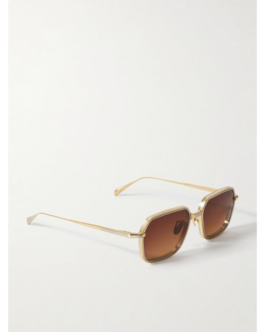 Jacques Marie Mage Brown Admiral Square-Frame Two-Tone Titanium Sunglasses