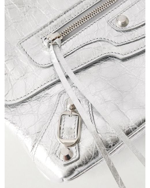 Balenciaga Gray Le City Crinkled-Leather Clutch