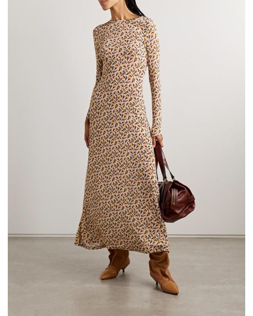 Ulla Johnson Natural Amari Maxikleid Aus Bedrucktem Stretch-Jersey