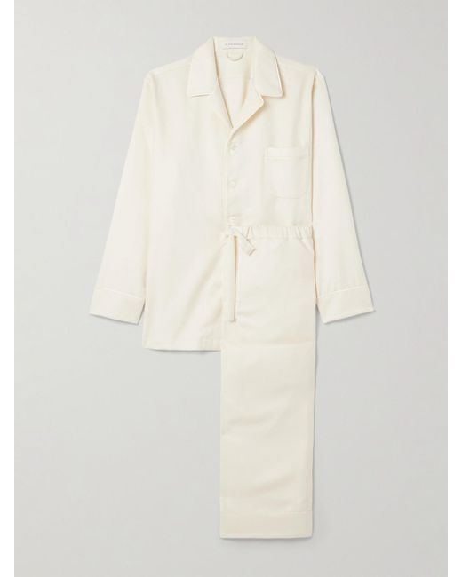 Olivia Von Halle White Vanderbilt Cashmere Pajama Set