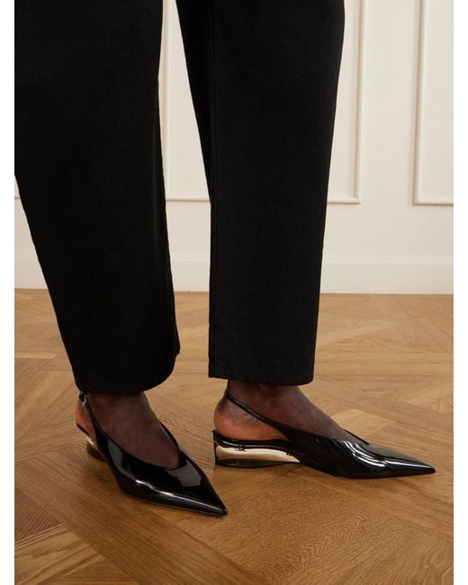 Alaïa Black 30 Patent-Leather Slingback Pumps
