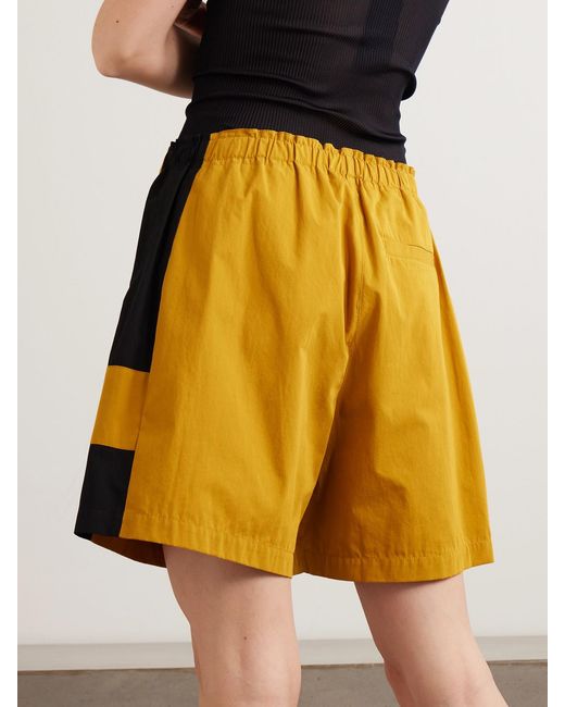 Saint Laurent Yellow Embroidered Two-Tone Cotton-Twill Shorts