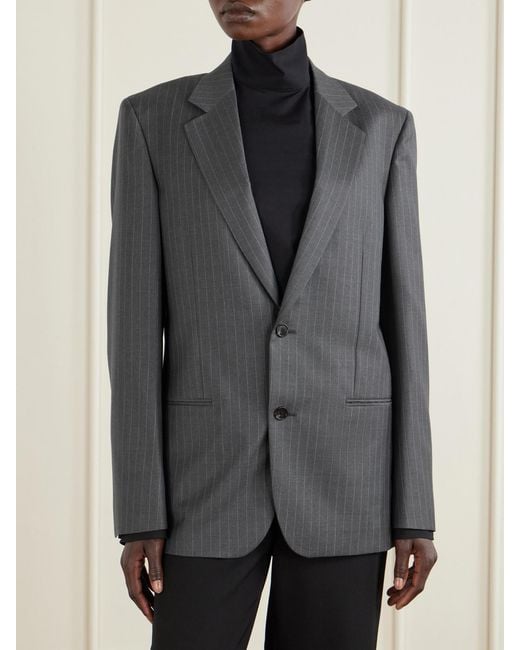 Gucci Gray Striped Printed Wool Blazer