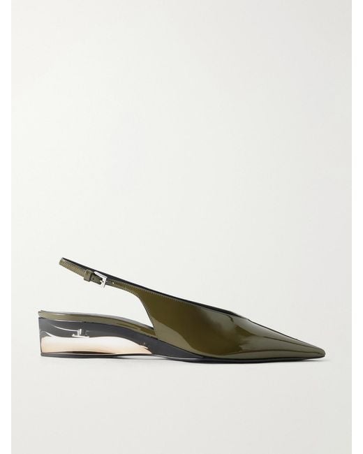 Alaïa Green 30 Patent-Leather Slingback Pumps