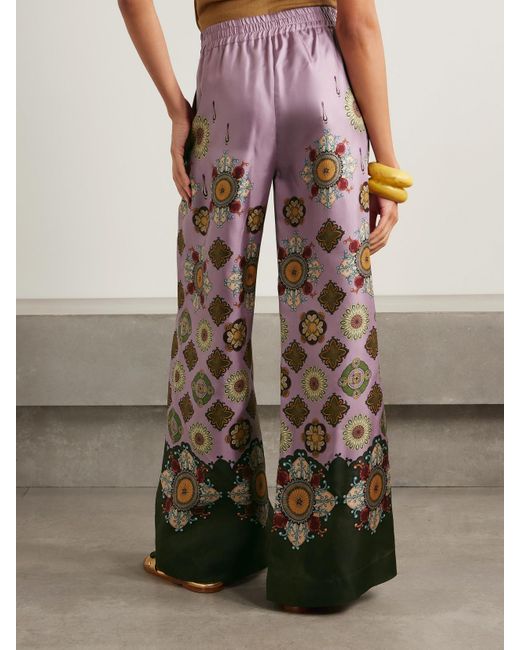 LaDoubleJ Pink Icon Palazzo Hose Mit Weitem Bein Aus Bedrucktem Seiden-Twill