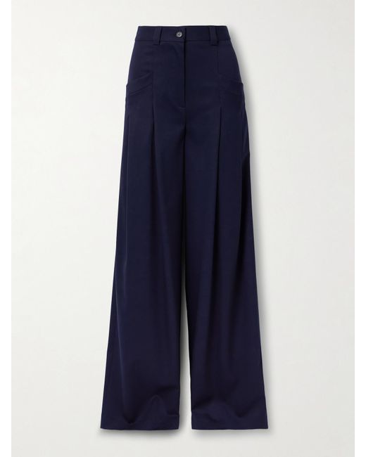 Altuzarra Blue Zanni Pleated Wool-Blend Wide-Leg Pants