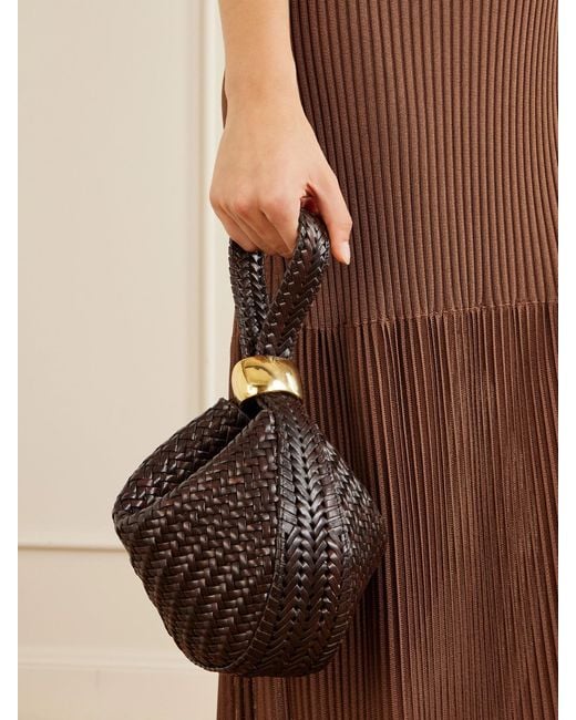 Amanu Brown The Zambia Woven Leather Clutch Bag