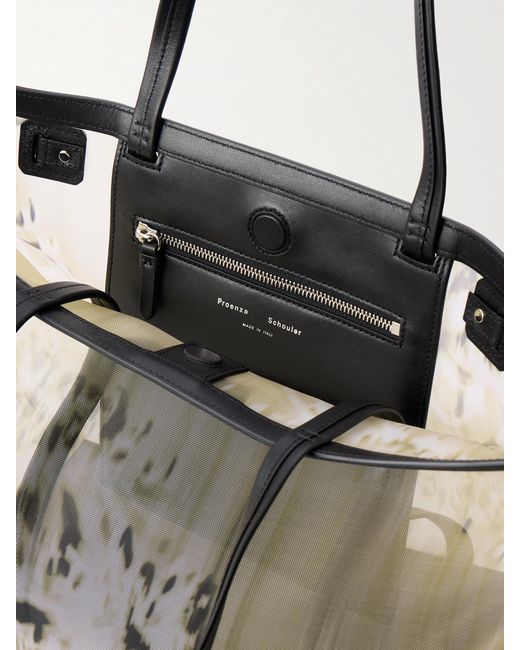 Proenza Schouler Natural Days Carryall Leather-Trimmed Printed Mesh Tote