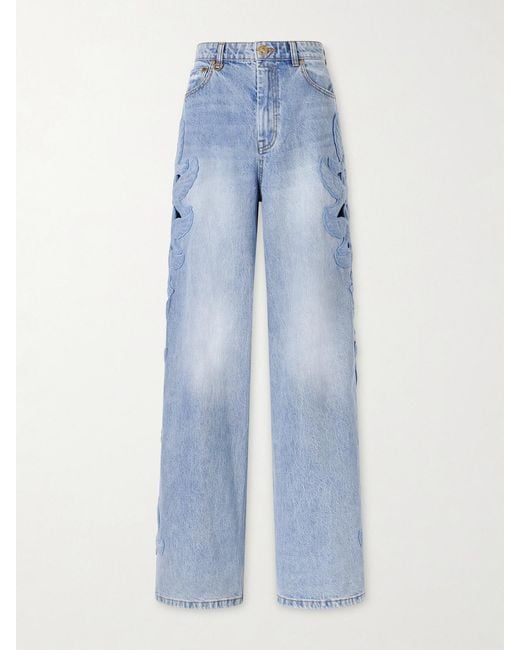 Zimmermann Blue Alchemy Appliquéd Flared Jeans