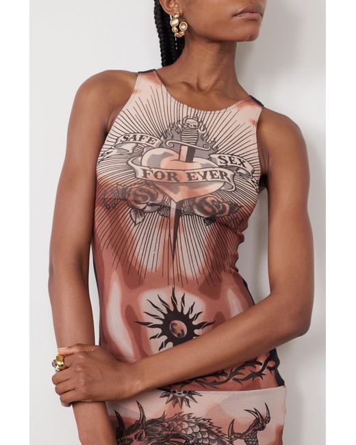Jean Paul Gaultier Safe Sex Tattoo Printed Tulle Mini Dress Lyst