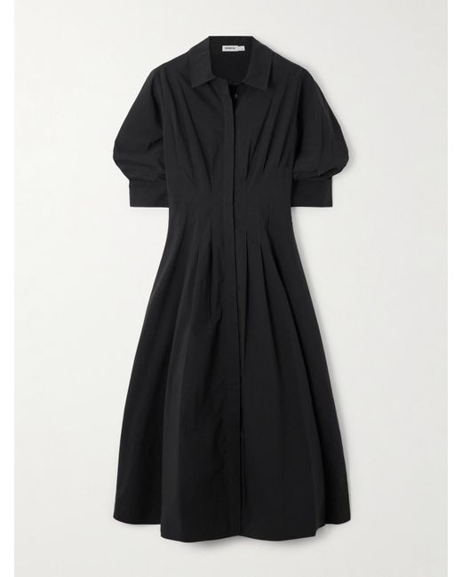 Robe-Chemise Midi En Popeline De Coton Mélangé À Plis Jazz Jonathan Simkhai en coloris Black