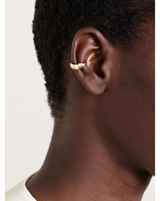 Mizuki Natural 14-Karat, Pearl And Diamond Ear Cuff