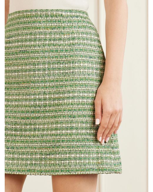 Carolina Herrera Green Tweed Mini Skirt
