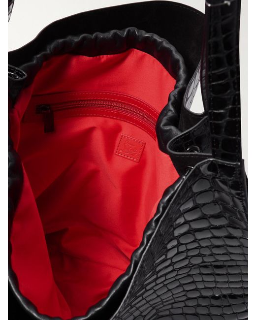Christian Louboutin Black Le 54 Tote Aus Lackleder Mit Krokodileffekt