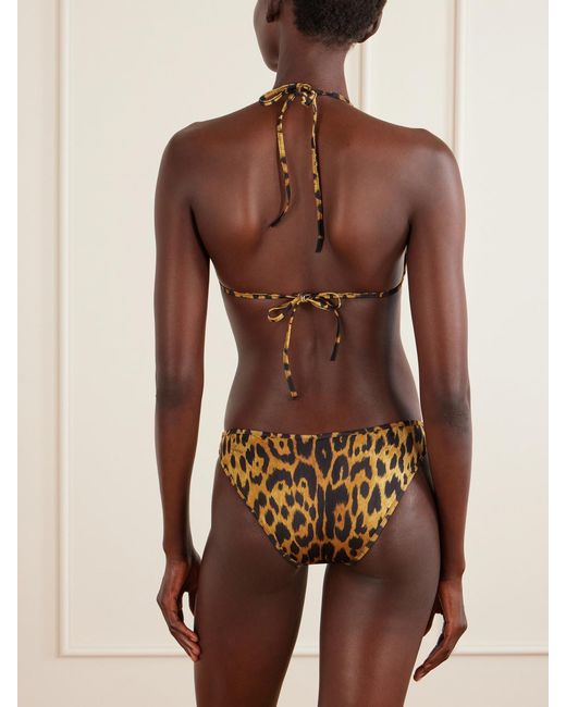 Gucci Natural Leopard-Print Logo-Detailed Bikini
