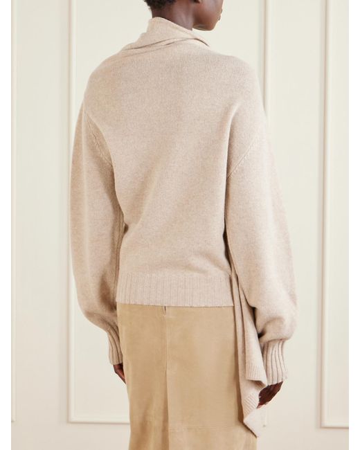 The Attico Natural Draped Wool Sweater