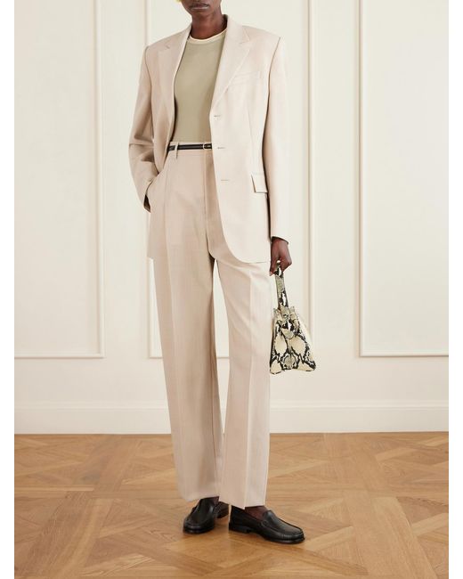 Wardrobe NYC White Pleated Wool Wide-Leg Pants