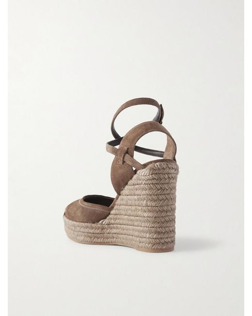 Brunello Cucinelli Brown Suede Platform Wedge Pumps