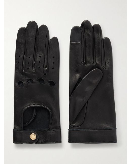 Agnelle Black Rose Leather Gloves