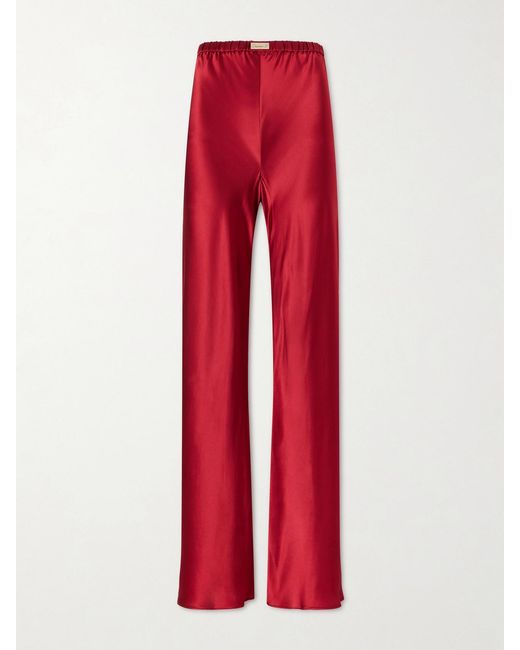Comme Si Red Silk-Bias Pants