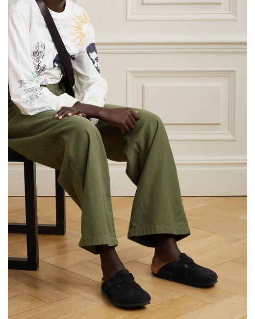 Birkenstock Black Boston Suede Clogs