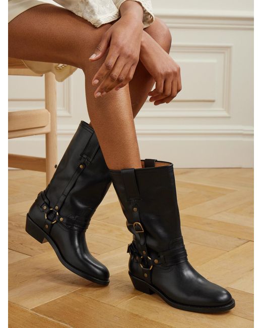Isabel Marant Black Heiko Lederstiefel Mit Schnallen