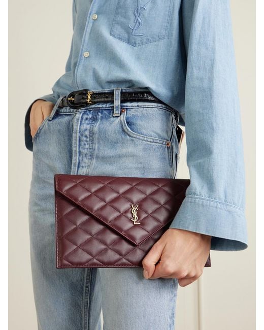 Saint Laurent Purple Paris Matelassé Leather Pouch