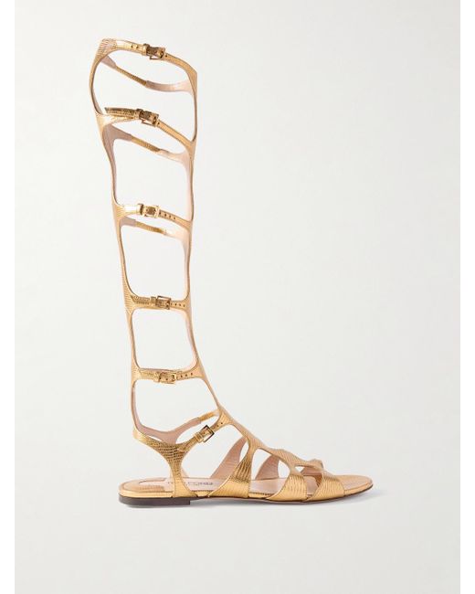 Tom Ford Natural Paradise Lizard-Effect Leather Sandals