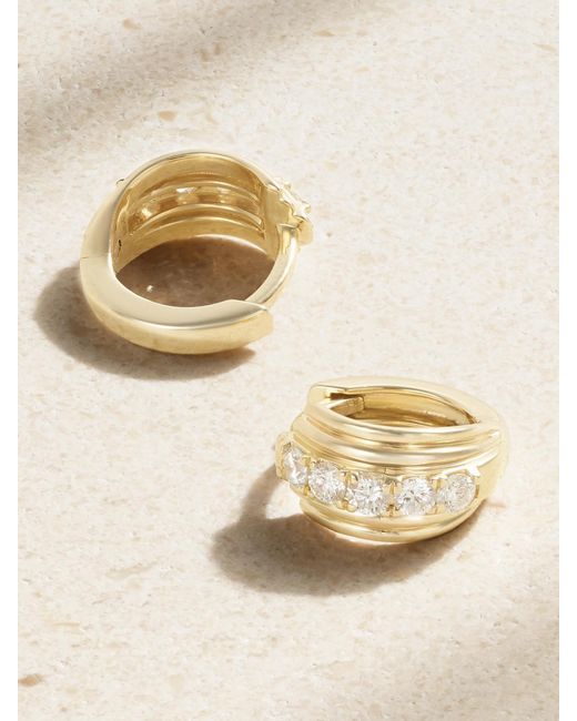 STONE AND STRAND Natural Boulevard 14-Karat Diamond Hoop Earrings