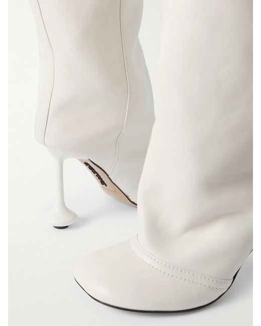 Loewe White Toy Panta Leather Over-The-Knee Boots